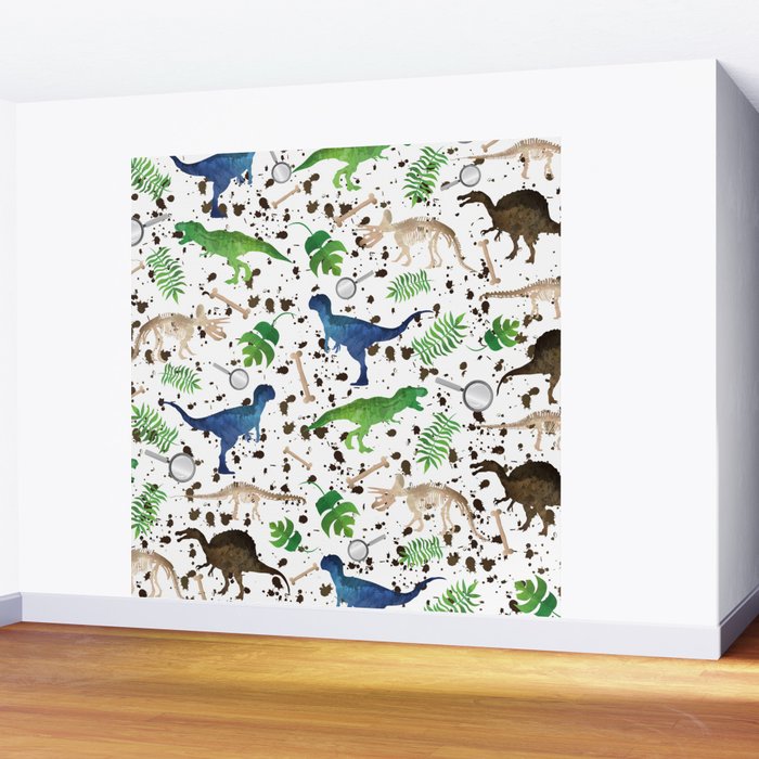 Watercolor Dinosaurs Wall Mural Gallery Image 2