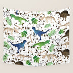 Watercolor Dinosaurs Wall Tapestry Gallery Image 4