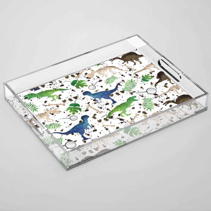 Watercolor Dinosaurs Acrylic Tray Gallery Image 1