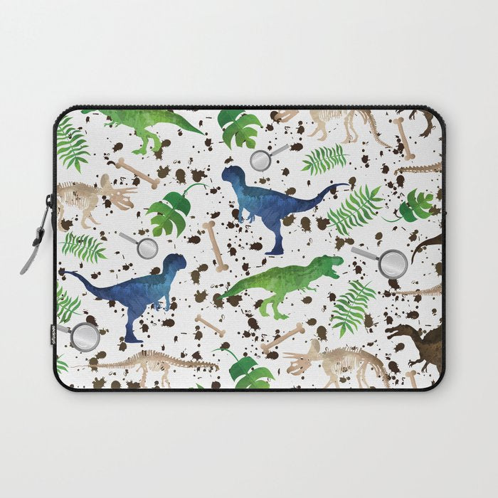 Watercolor Dinosaurs Laptop Sleeve Gallery Image 1