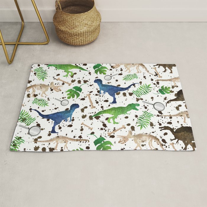 Watercolor Dinosaurs Rug Gallery Image 1