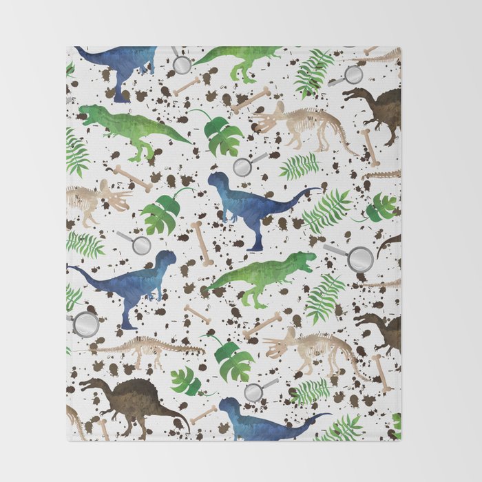 Watercolor Dinosaurs Throw Blanket Gallery Image 2