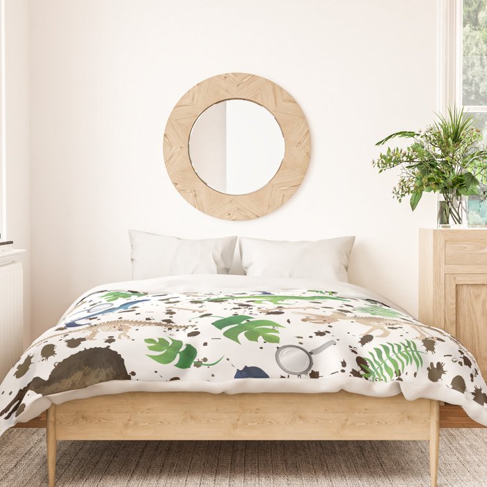 Watercolor Dinosaurs Duvet Cover Gallery Image 3