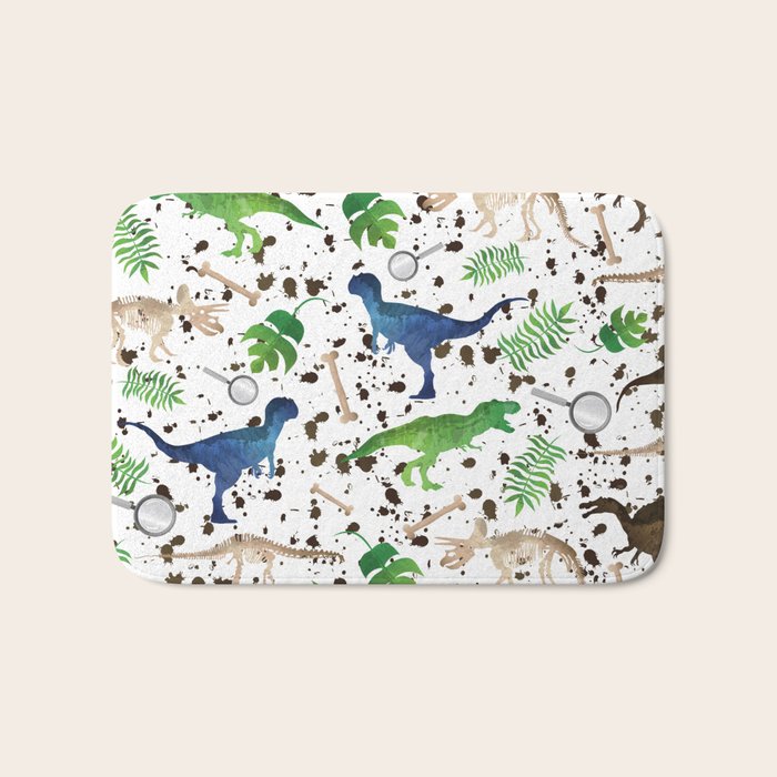 Watercolor Dinosaurs Bath Mat Gallery Image 1