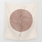 Sun and Flowers Line Art Wall Tapestry Gallery Image 4