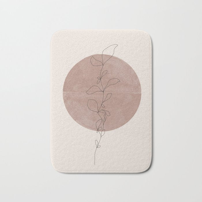 Sun and Flowers Line Art Bath Mat Gallery Image 1