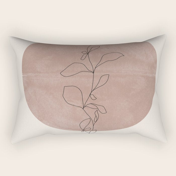 Sun and Flowers Line Art Rectangular Pillow Gallery Image 1