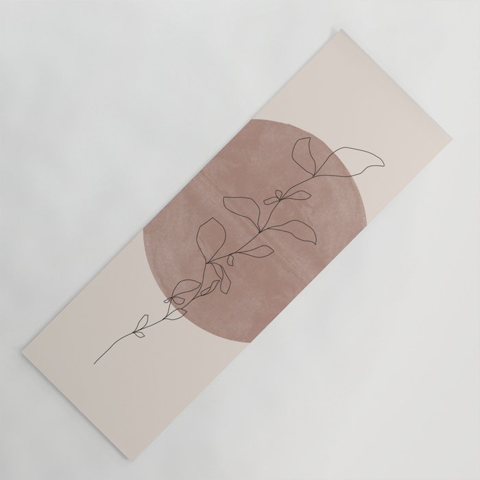 Sun and Flowers Line Art Yoga Mat Gallery Image 1