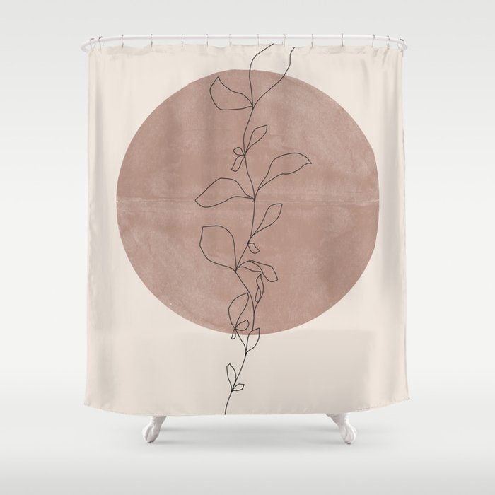 Sun and Flowers Line Art Shower Curtain Gallery Image 1