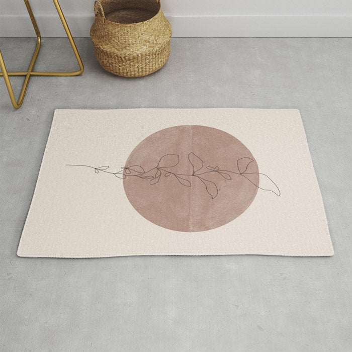 Sun and Flowers Line Art Rug Gallery Image 1