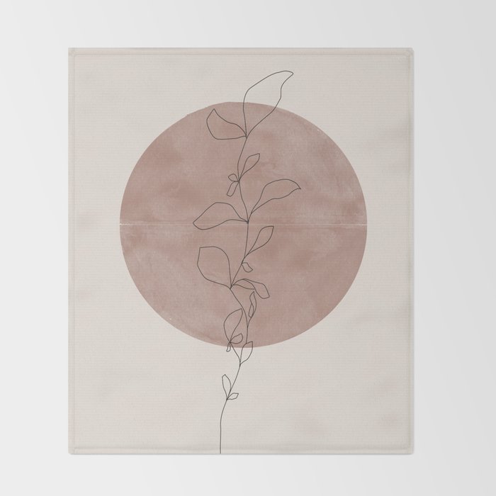 Sun and Flowers Line Art Throw Blanket Gallery Image 2