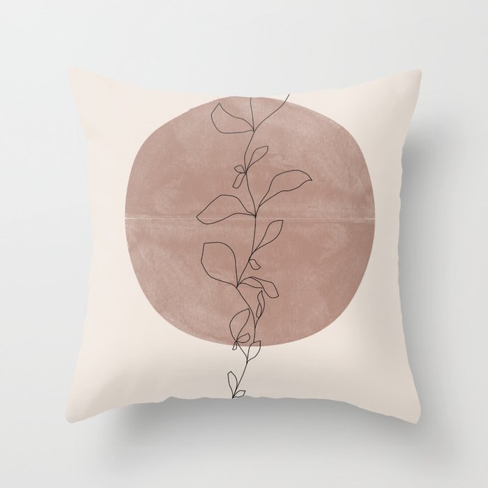 Sun and Flowers Line Art Throw Pillow Gallery Image 6