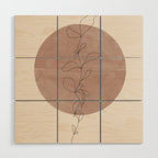 Sun and Flowers Line Art Wood Wall Art Gallery Image 1
