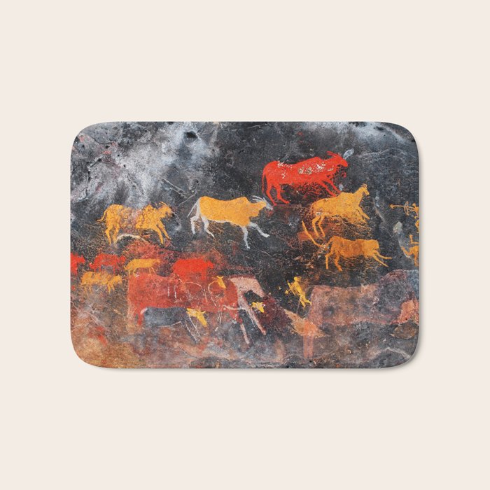 Cave Art Lascaux Deer Hunt Bath Mat Gallery Image 1