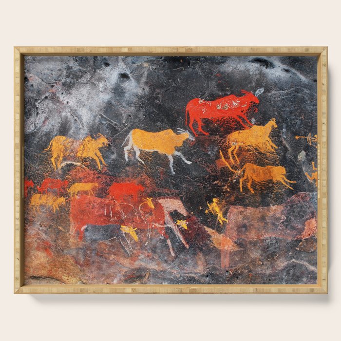 Cave Art Lascaux Deer Hunt Serving Tray Gallery Image 1