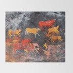 Cave Art Lascaux Deer Hunt Throw Blanket Gallery Image 2