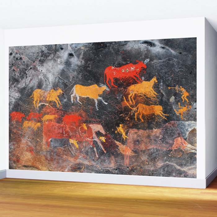 Cave Art Lascaux Deer Hunt Wall Mural Gallery Image 2
