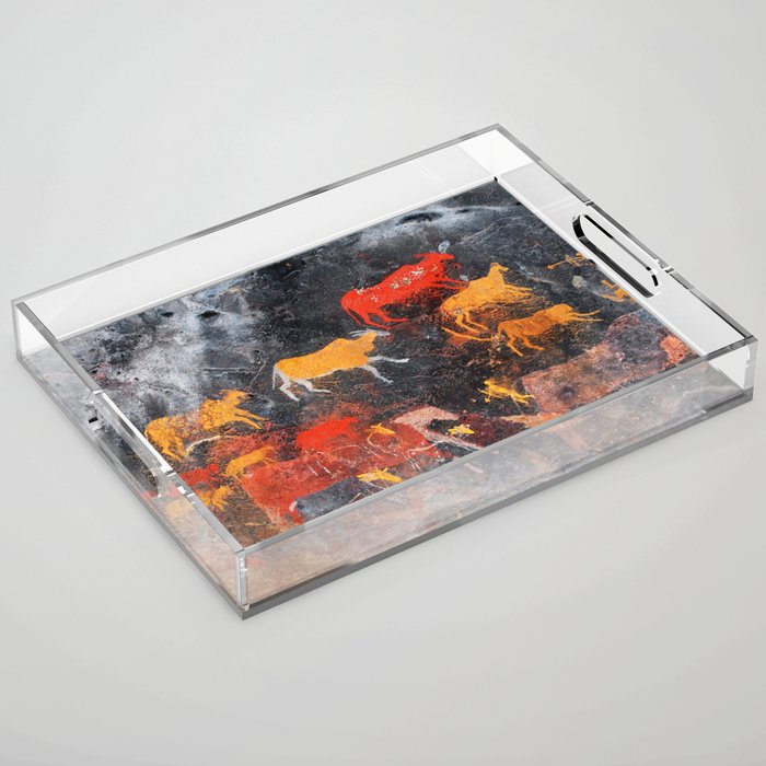Cave Art Lascaux Deer Hunt Acrylic Tray Gallery Image 1