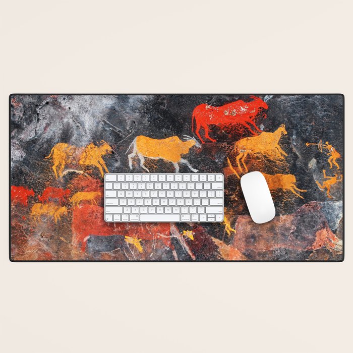 Cave Art Lascaux Deer Hunt Desk Mat Gallery Image 1
