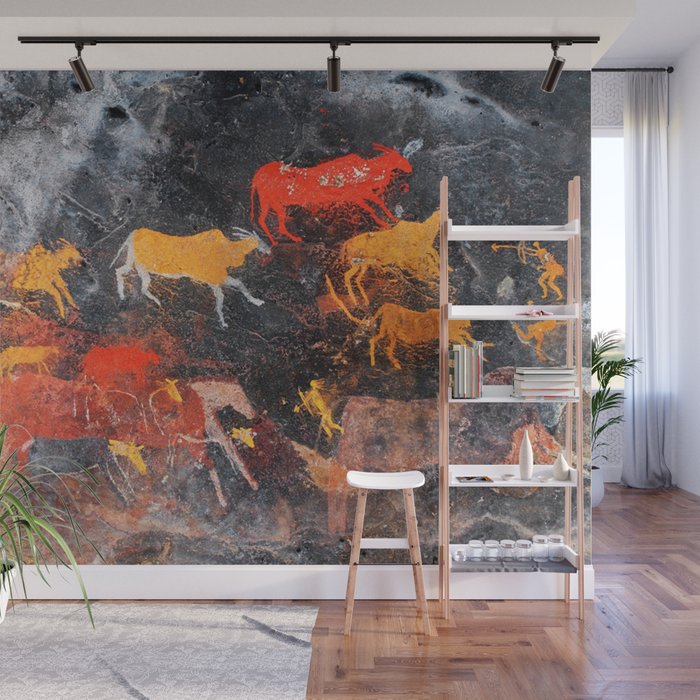 Cave Art Lascaux Deer Hunt Wall Mural Gallery Image 1