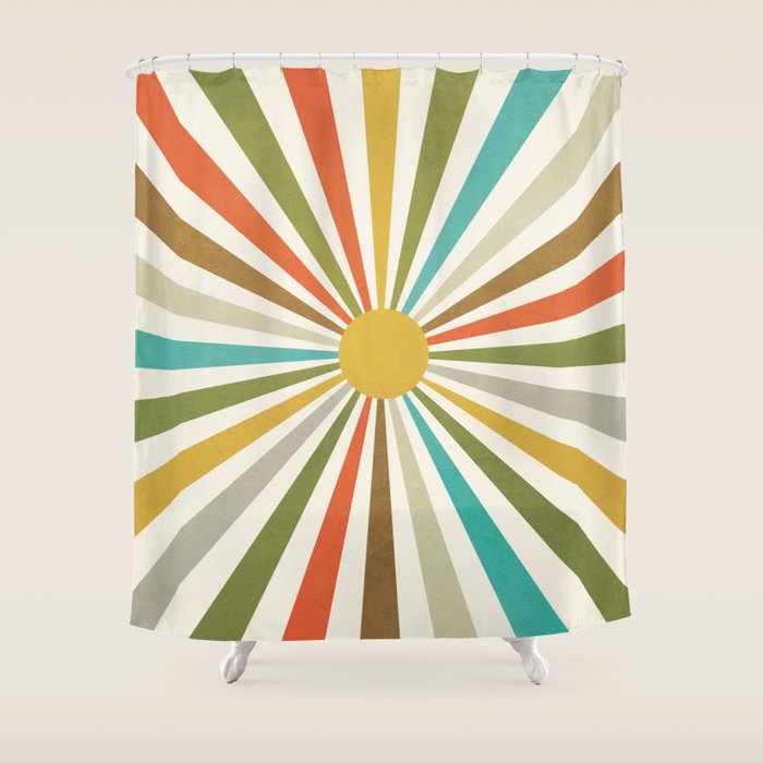 Sun Retro Art IV Shower Curtain Gallery Image 1