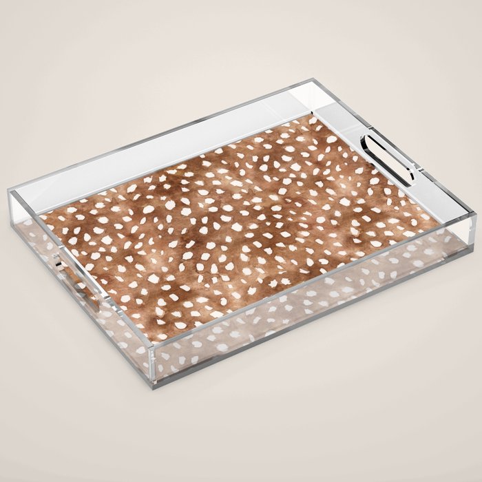 Watercolor Fawn Spots, Animal Print, Vintage Spring Acrylic Tray Gallery Image 1