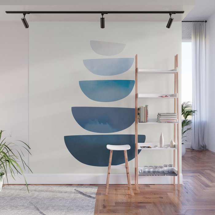 Blue Stack 02 Wall Mural Gallery Image 1