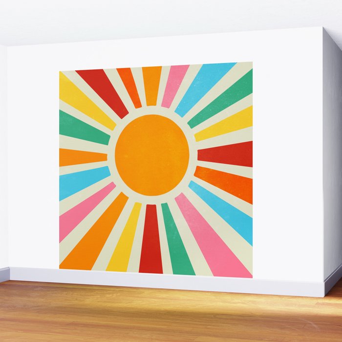 Retro Sunrise: Rainbow Edition Wall Mural Gallery Image 2