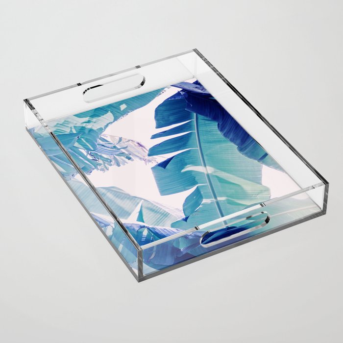 Banana Leaf Blue Acrylic Tray Gallery Image 1