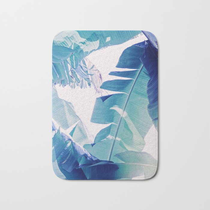 Banana Leaf Blue Bath Mat Gallery Image 1