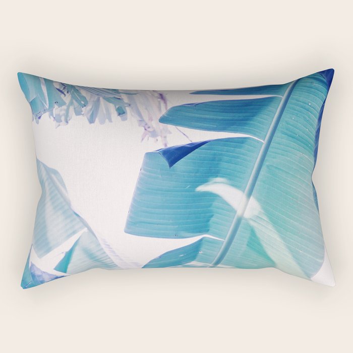 Banana Leaf Blue Rectangular Pillow Gallery Image 2