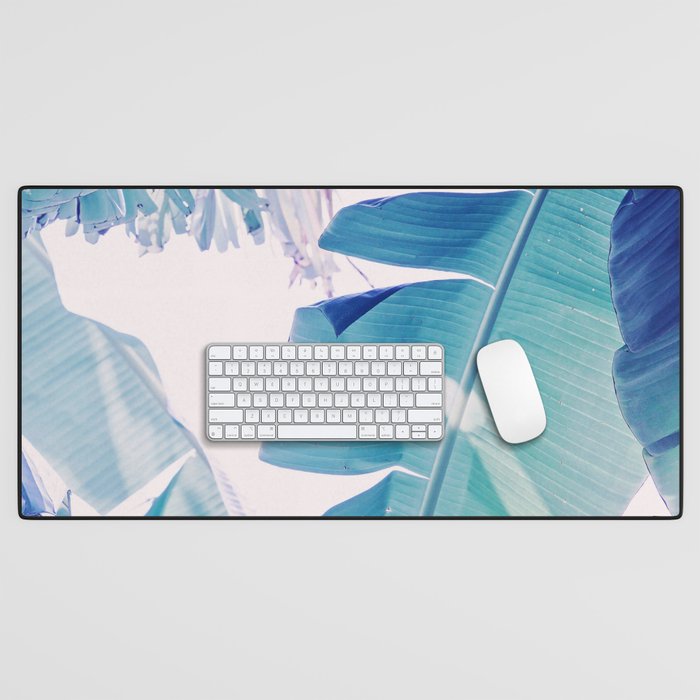 Banana Leaf Blue Desk Mat Gallery Image 1