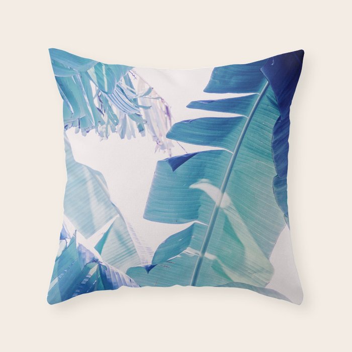 Banana Leaf Blue Throw Pillow Gallery Image 6