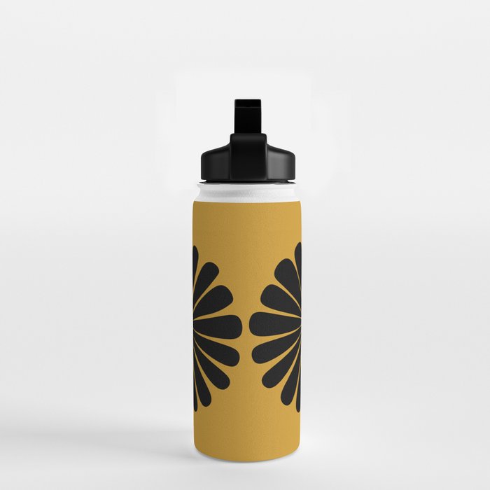 Retro Daisy Abstract VIII Golden Yellow Bold Floral Water Bottle Gallery Image 2