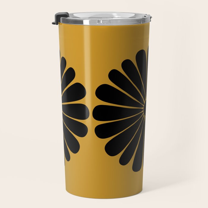 Retro Daisy Abstract VIII Golden Yellow Bold Floral Travel Mug Gallery Image 3