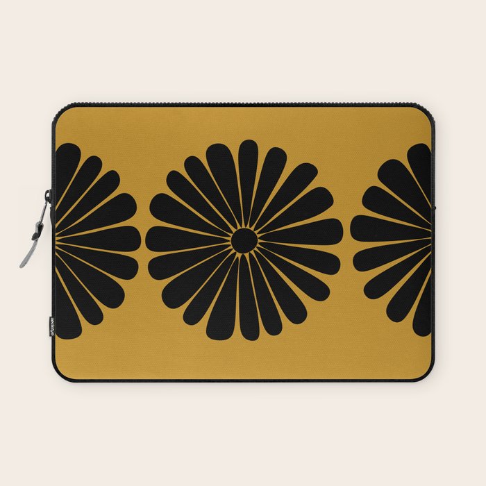 Retro Daisy Abstract VIII Golden Yellow Bold Floral Laptop Sleeve Gallery Image 1