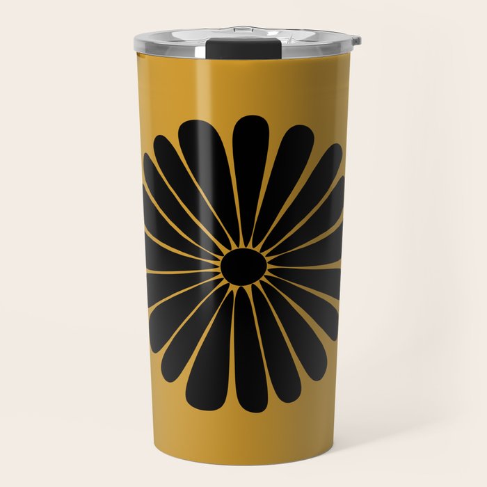 Retro Daisy Abstract VIII Golden Yellow Bold Floral Travel Mug Gallery Image 1