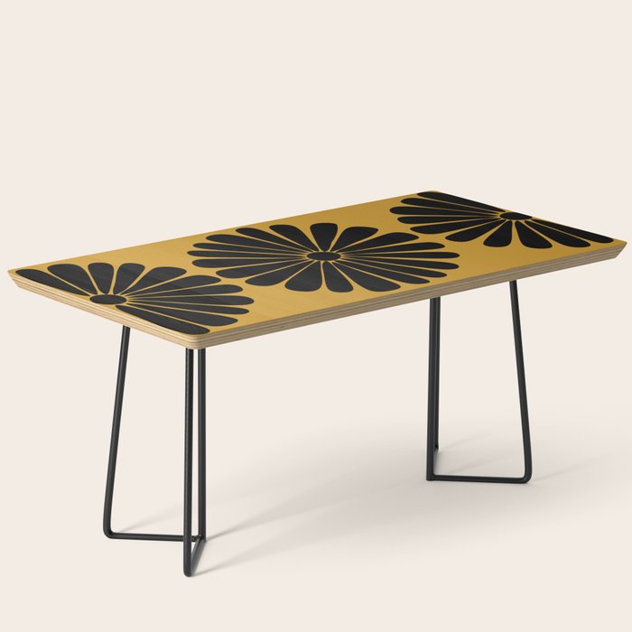 Retro Daisy Abstract VIII Golden Yellow Bold Floral Coffee Table Gallery Image 1