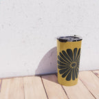 Retro Daisy Abstract VIII Golden Yellow Bold Floral Travel Mug Gallery Image 4