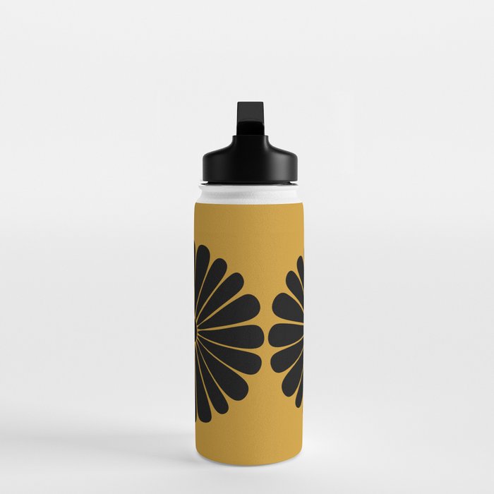 Retro Daisy Abstract VIII Golden Yellow Bold Floral Water Bottle Gallery Image 3