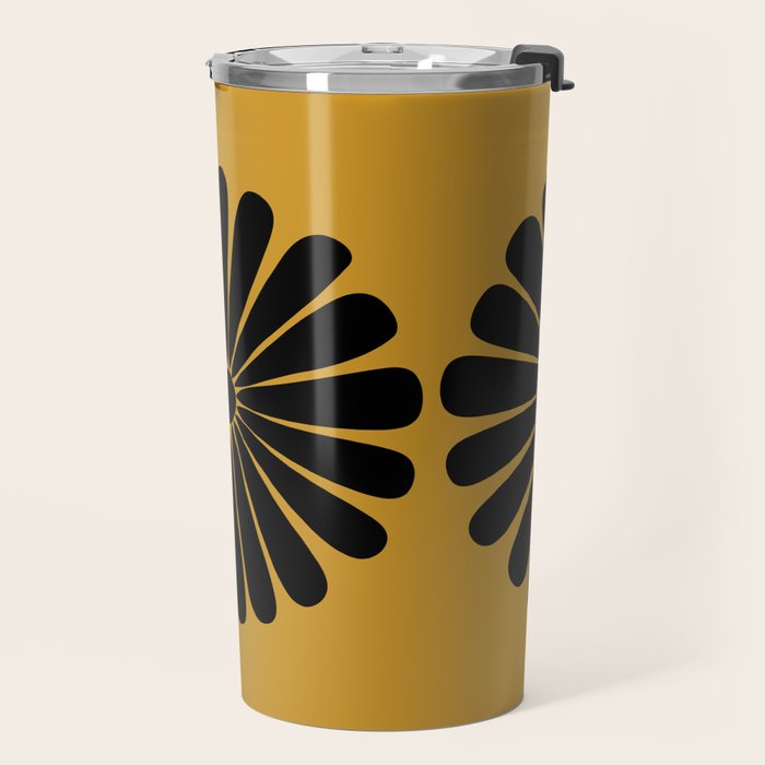Retro Daisy Abstract VIII Golden Yellow Bold Floral Travel Mug Gallery Image 2