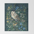 Barn Owl Forest Throw Blanket Gallery Image 2