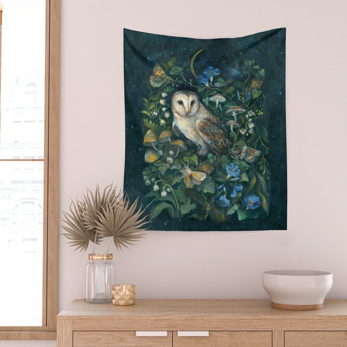 Barn Owl Forest Wall Tapestry Gallery Image 2
