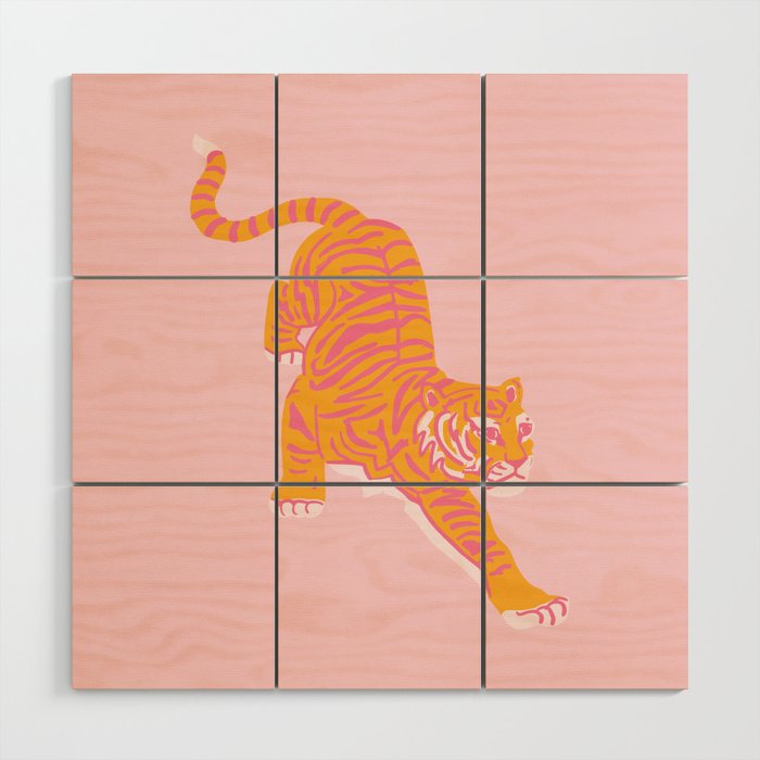 Year of the Tiger - Pink/Orange Wood Wall Art Gallery Image 1