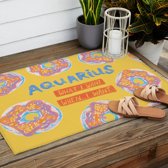 Aquarius Confidence in Buttercup Yellow | Zodiac Series Outdoor Rug Gallery Image 2