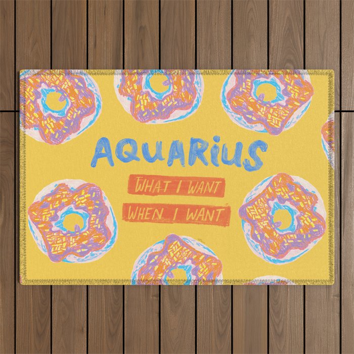 Aquarius Confidence in Buttercup Yellow | Zodiac Series Outdoor Rug Gallery Image 1