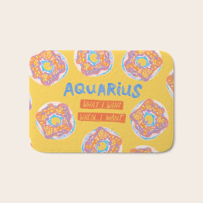 Aquarius Confidence in Buttercup Yellow | Zodiac Series Bath Mat Gallery Image 1