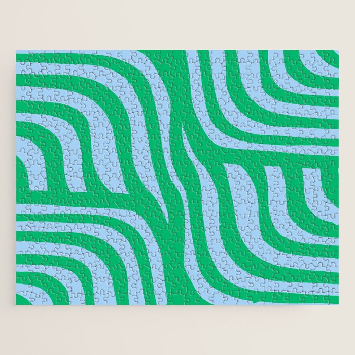 Wavy Zebra Green Jigsaw Puzzle Gallery Image 1