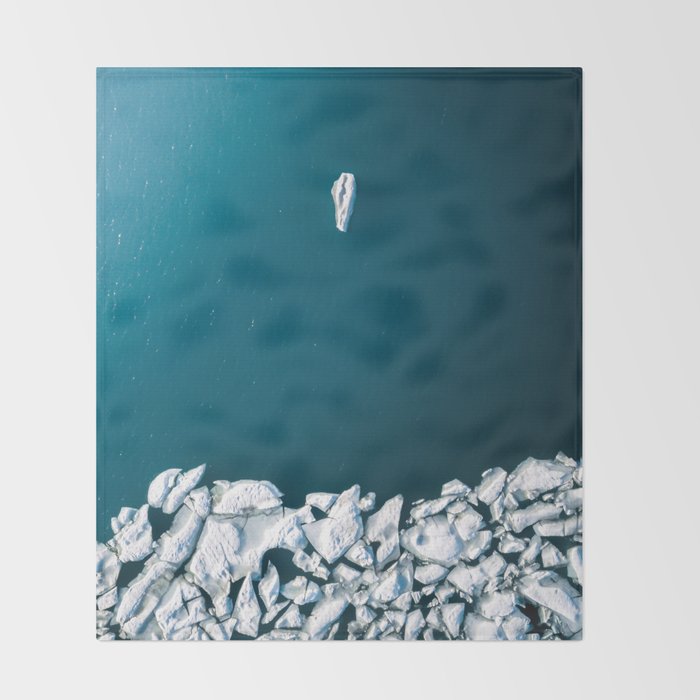 Minimalist Ice Bergs in the blue Ocean Throw Blanket Gallery Image 2