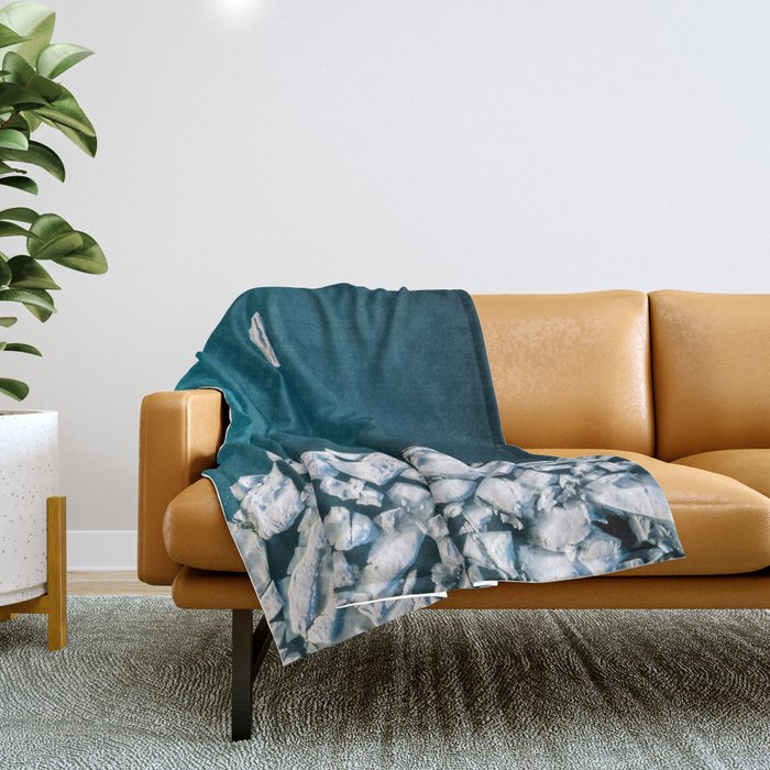 Minimalist Ice Bergs in the blue Ocean Throw Blanket Gallery Image 1